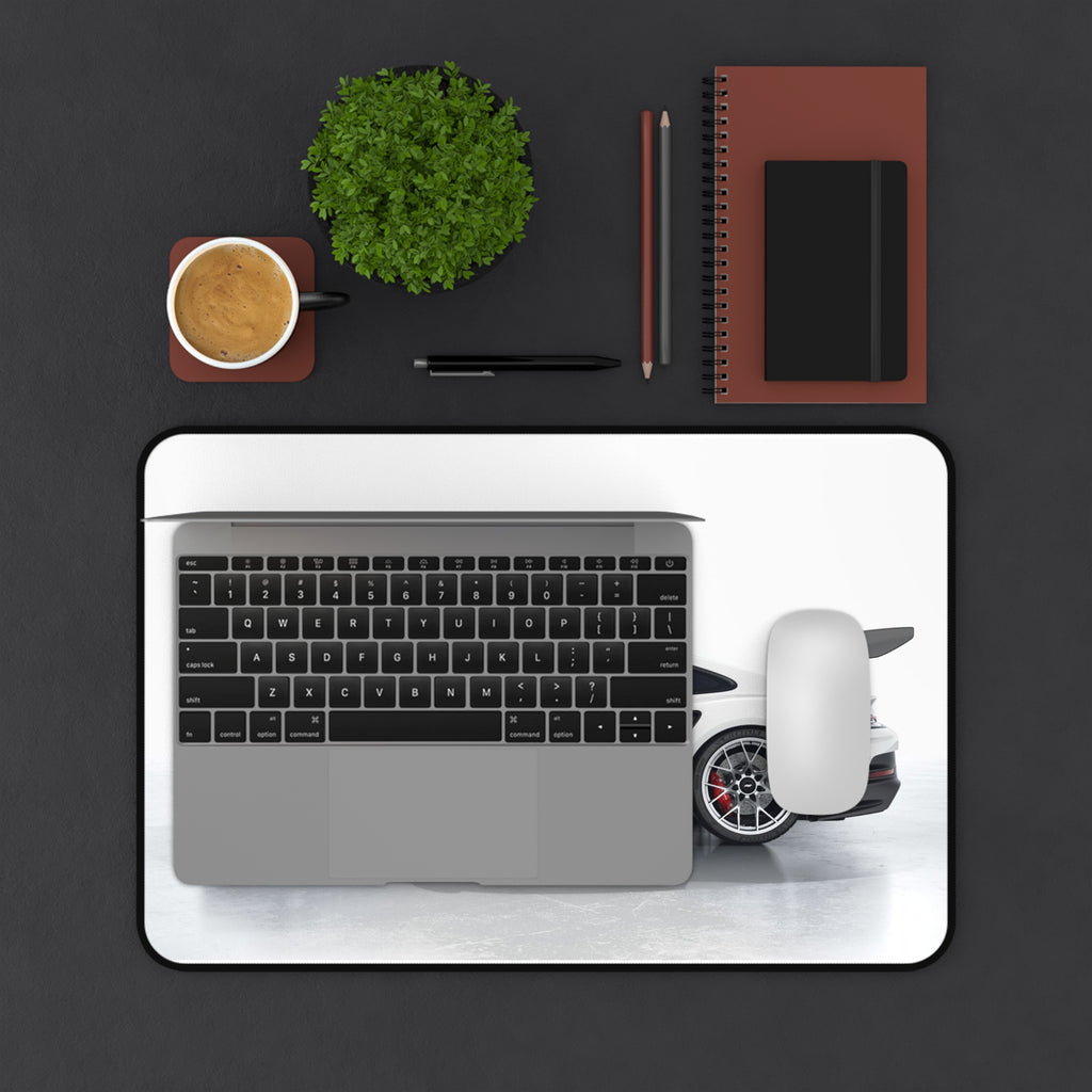 Racing White GT3 RS Desk Mat — Sports Car Gaming Mouse Pad