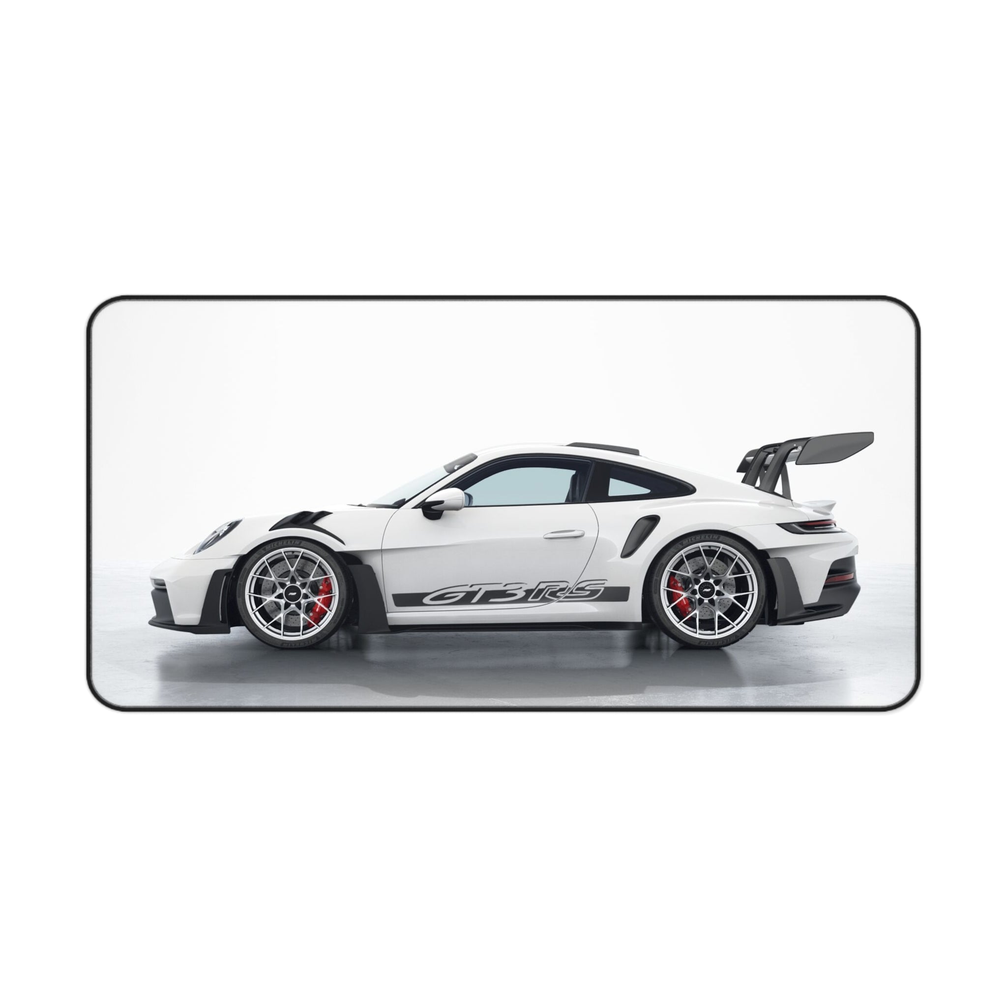 Racing White GT3 RS Desk Mat — Sports Car Gaming Mouse Pad
