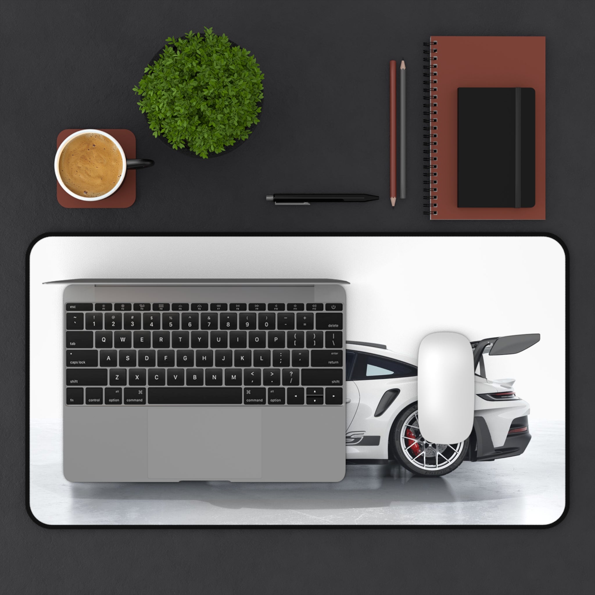 Racing White GT3 RS Desk Mat — Sports Car Gaming Mouse Pad