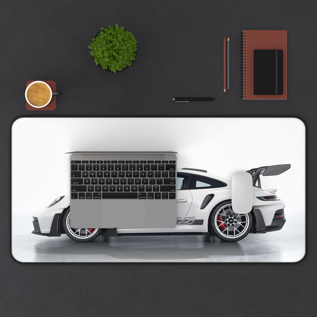 Racing White GT3 RS Desk Mat — Sports Car Gaming Mouse Pad