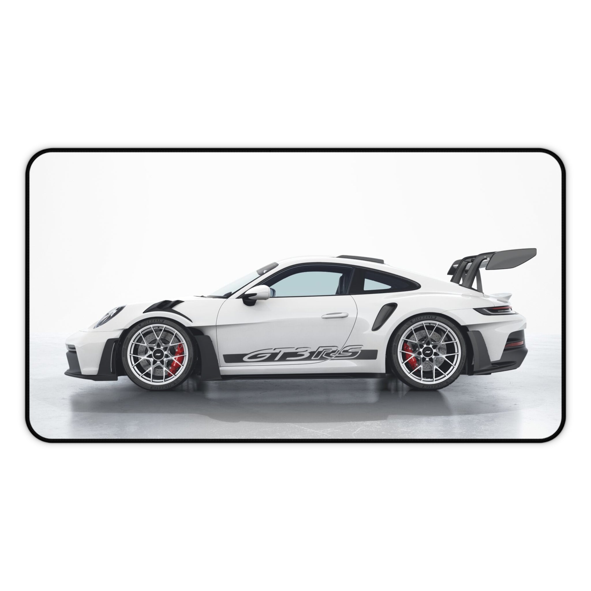 Racing White GT3 RS Desk Mat — Sports Car Gaming Mouse Pad