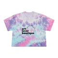 Tie-Dye Crop Tee — "art lover boutique" Graphic, Pastel Blue Spiral Summer Top